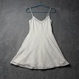 Hollister Dress Women's Medium White Floral Mesh 2 Layer Sleeveless Mini